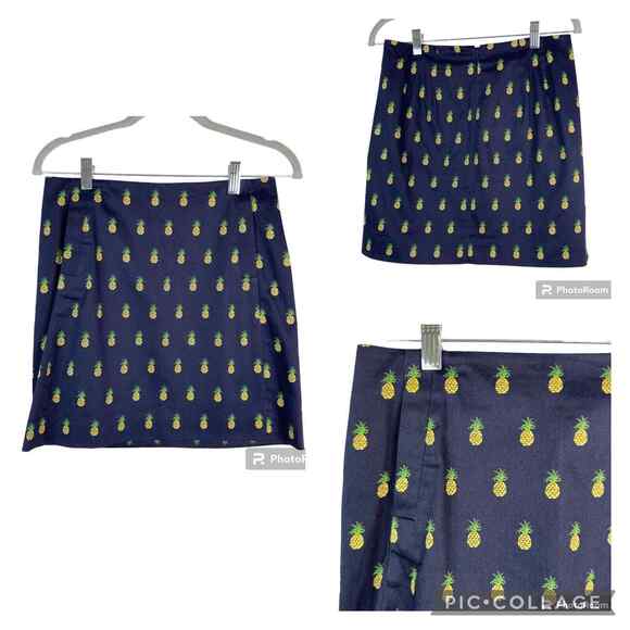 J.Crew Mini Skirt Womens Size 00 Navy Pineapple Print - Picture 1 of 9